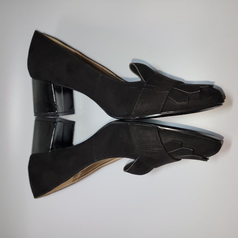 Bandolino Women's Black Suede & Patent Leather Chunk Heals Classic US Size 8.5 - Picture 6 of 10